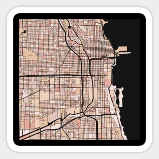 Chicago Map Pattern in Soft Pink Pastels Sticker